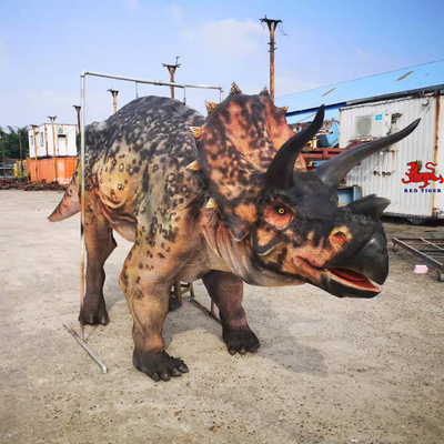 Disfraz de dinosaurio Triceratops adulto realista personalizado para dos artistas