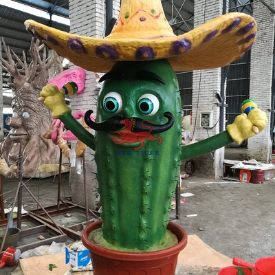 Parque temático de sensores infrarrojos Cartoon Animatronic Plant Cactus