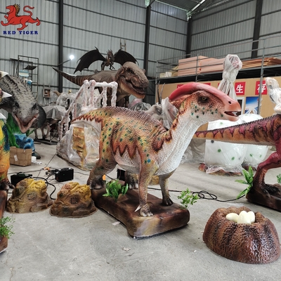 Dinosaurio Parasaurolophus animatronic realista Dinosaurio del parque de atracciones Jurásico