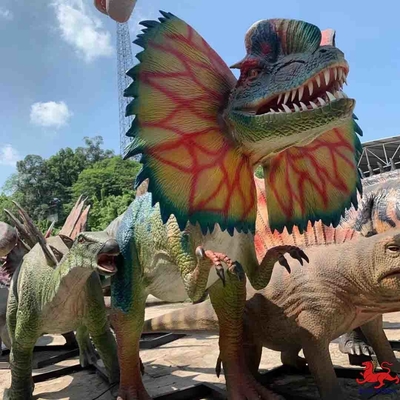 Good price Equipo de parque temático modelo de dinosaurio animatrónico realista estatua de Dilophosaurus en línea