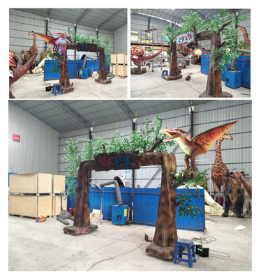 Tribu del dinosaurio de la puerta del árbol para el parque temático con la luz del Rgb