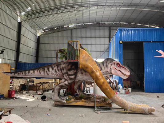 Good price El dinosaurio de la fibra de vidrio resbala el equipo de T Rex Slider With Stair Playground en línea