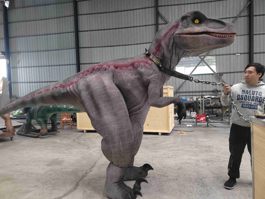 Un buen precio. Tamaño natural Traje de raptor rayado rojo Efectos del humo en línea
